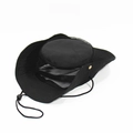 Macro detail of breathable mesh fabric and chin strap on a black outdoor sun hat - One Size(58cm) / Black