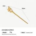 Elegante 18K vergulde roestvrijstalen haarstok met lotusbloem ontwerp voor vrouwen - Bloemstijl