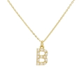 Collar clásico de latón chapado en oro de 18k con colgante de letra B y perlas - Letra B