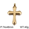 Polished gold stainless steel cross pendant measuring 74x48mm for men and women - Gold Pendant (Price Only) / Gold