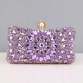 Elegant purple rhinestone evening clutch with crystal sunburst design and pearl clasp - Light Purple