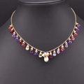 Collar dorado con cristales de gota coloridos y perlas naturales de agua dulce para mujer - Collar de Cristal Multicolor
