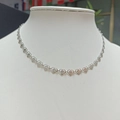 Silver stainless steel necklace featuring interconnected radiant textured heart links - Silver