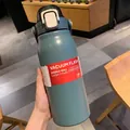 Detail of the double wall stainless steel vacuum insulated bottle with a wide mouth lid - 1700ML / Blue