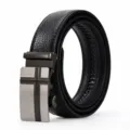 Cinturon hombre cuero genuino hebilla automatica negocios casual negro de calidad - Estilo 13