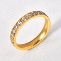 Minimalist stackable gold titanium ring with a row of sparkling cubic zirconia stones - US 8 / Gold
