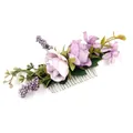 Elegant purple fabric rose flower hair comb with berries for bridal wedding decor - FS32-4 Light Purple