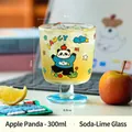Calice in vetro con panda e mela, bicchiere decorativo da 300ml ideale per regali - 300ml / Panda Mela