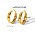 Pendientes de aro gruesos dorados de 40mm en acero inoxidable pulido - Dorado-40mm