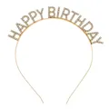 Diadema de fiesta oro KC con letras HAPPY BIRTHDAY en brillantes de imitación - Dorado-HAPPY BIRTHDAY