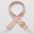 Adjustable crossbody bag strap with pink and brown geometric diamond embroidery pattern - No. 695 Gold Hook