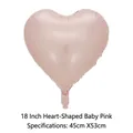 18-inch baby pink heart-shaped foil balloon for wedding and party decorations - 18 Inch / Baby Pink