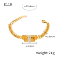 Collana a catena cubana placcata oro 18k con ciondolo rettangolare in zirconi lucidi - Bracciale Oro (E119)