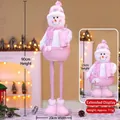 Pink sequin Christmas snowman doll with adjustable telescopic legs for festive decoration - 90cm