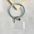Morandi light blue silicone wrist strap phone ring with silver buckle and clear gasket - Light Blue