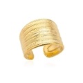 Wide 18K gold-plated stainless steel open ring with ocean-themed starfish and shell charms - Gold Wide Open (JZ3957)