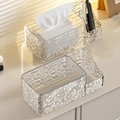 Glacier textured transparent acrylic tissue box and multi-slot desk organizer - Transparent 2-Pack