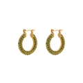 18K gold plated hoop earrings featuring vibrant grass green zircon stones in a full pavé setting - 23mm / Apple Green
