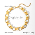 Detail view of golden butterfly link necklace with length specifications and weight data - Full Link Butterfly Necklace