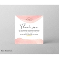 Square pink watercolor thank you card with gold leaf design and size details - Pink Watercolor Thank You