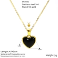 Dettaglio della collana con ciondolo a cuore in oro 18K con dimensioni e lunghezza catena - Stile Ciondolo a Cuore Nero (SN393G)