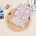 Soft cotton pink leopard print baby swaddle blanket with elegant cream tassels décor - Pink Leopard Print