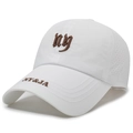 White quick-dry baseball cap with NY embroidery and breathable laser-cut side vents - Adjustable / White