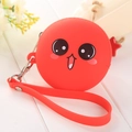 Schattig rood siliconen portemonneetje met cartoon gezicht, polsband en metalen haak - Rood (Model 1)
