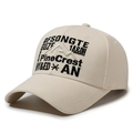 Beige vintage baseball cap featuring black PineCrest mountain embroidery and canvas texture - Adjustable / Light Beige