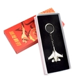 Silver fighter jet model keychain in gift box with red oriental dragon packaging - J-16 Fighter With Red Gift Box