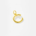 Detailed close-up of a minimalist golden capital letter C pendant on a clean white background - Letter C / 925 Silver