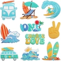 9-teiliges Sommer-Strand-Stickpatch-Set mit Wellen, Bussen und Surfbrettern für Kleidung - Sommer-Strand-Surf-Elemente-Set