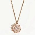 Elegante collana girasole in oro rosa con zirconi scintillanti e delicata catena a croce - Oro rosa / Oro rosa