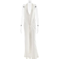 Abito da sera bianco elegante con scollo all'americana e schiena scoperta dal taglio slim - L / Bianco