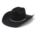 Cappello da cowboy classico in pelle scamosciata nera con fascia in strass e nappe - M (56-57 cm) / Nero