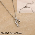 Silver stainless steel pendant necklace featuring rhinestone letter P with lobster clasp - Silver Letter P (KN287011-Z)