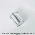 Silberne Weihnachtsbaum-Blumenbox mit Merry Christmas Aufdruck und Maßen 12x16cm - 12*16cm / Weihnachtsbaum (Einzeln)