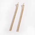 Elegant gold drop earrings featuring rectangular zircon tassels in a minimalist linear design - 8*0.5cm / Gold