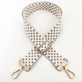 Detail of adjustable woven purse strap with beige and grey pattern and gold metal buckles - Silver Clasp / Type A Grey Velvet