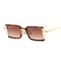 Retro square sunglasses with tortoiseshell metal frame and brown gradient lenses - Leopard Frame Gradient Brown Lens