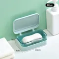 Portasapone blu a doppio strato con coperchio trasparente e design compatto da 13,2 cm - Blu