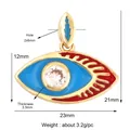 Gold plated evil eye pendant with blue enamel and zircon detail measuring 23mm in width - Long Gold Blue Red M916979-1