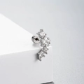 Star and leaf curved zircon stud earrings made of titanium steel with screw back - Star and Leaf Combination Arc Style (A46-5#)