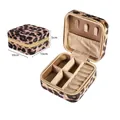 Portable leopard print velvet jewelry box with ring slots and dividers for travel - Leopard Print (No Mirror)