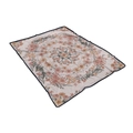 Detail of pink and yellow mandala floral pattern on soft flannel blanket with fringe - Pink Mandala Floral / 75X100 CM