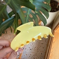 Bright yellow Y2K acetate hair claw clip held by hand with a glossy jelly finish - Yellow (Approx 10.5cm)
