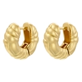 Boucles d'oreilles créoles dorées épaisses avec design torsadé et fini métallique - VE1204 Créoles Croissant Torsadées / Or
