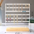 White metal earring display stand with wooden base showing height 31cm and width 27cm - 6 Layers (31x27cm) / White