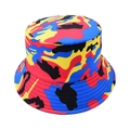 Outdoor camouflage bucket hat for men and women featuring multi-color graffiti pattern - One Size / Blue Red Camouflage