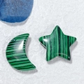 Malachite style star and moon crystal stones in green and black striped patterns - Star and Moon / Malachite Texture
